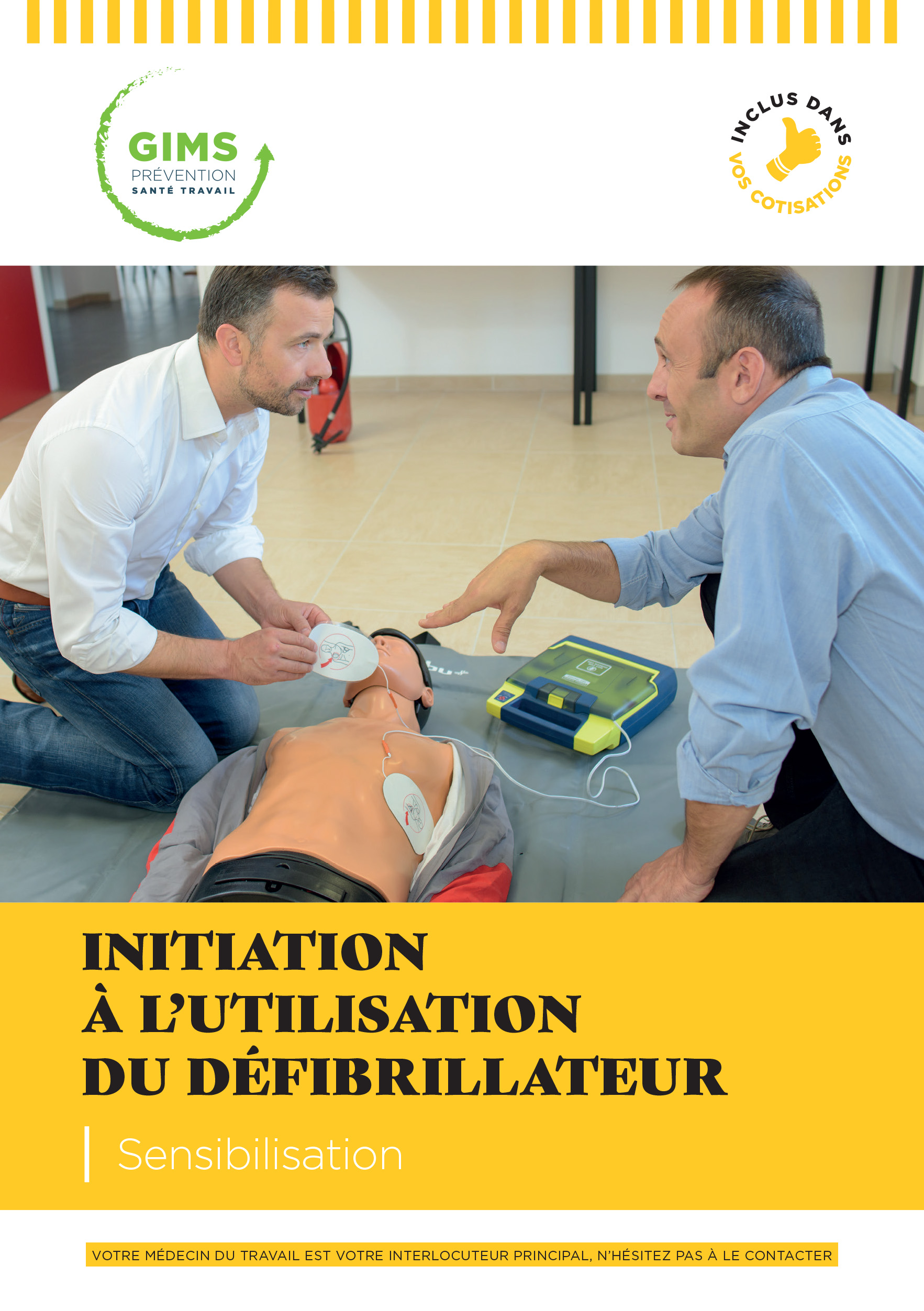 Défibrillateur. Sensibilisation aux premiers secours